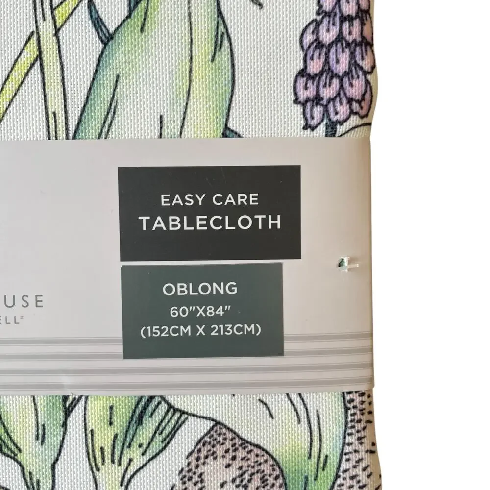 The Farmhouse Spring Floral Bunnies Easter Tablecloth 60x84 Pop of Color New